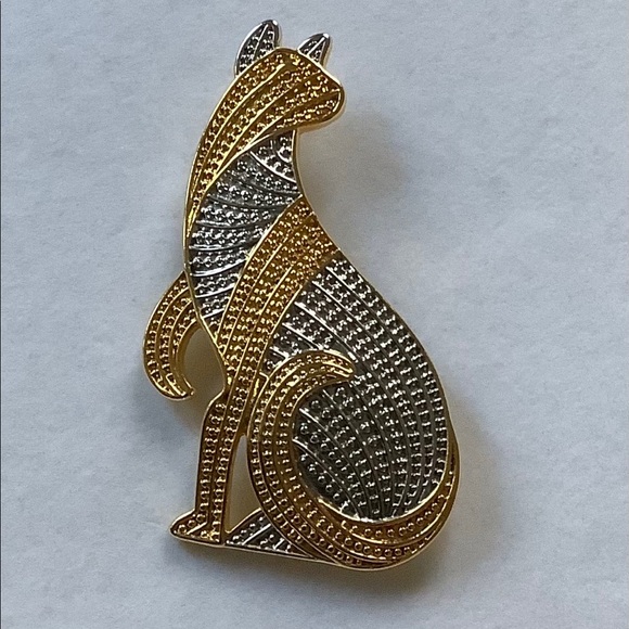 Park Lane Vintage Cat Brooch, silver/gold tone. NWOT - Picture 6 of 6